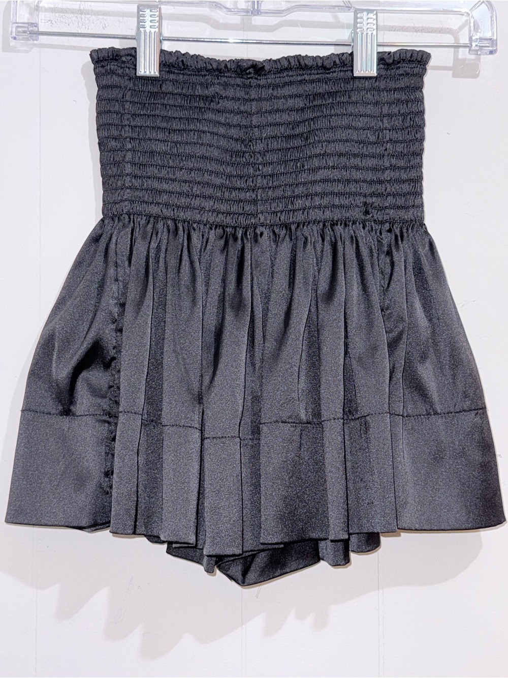 Natural Life Black Satin Smocked Skort Shorts Koch Dupe XS